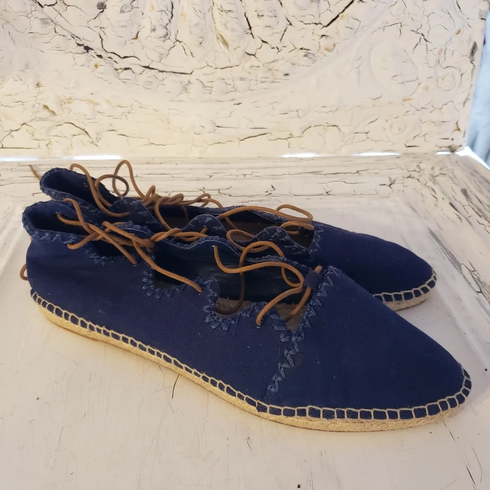 Tory Burch Sanoma Ghillie Espadrilles Slip On Lace Up Summer Shoes Designer